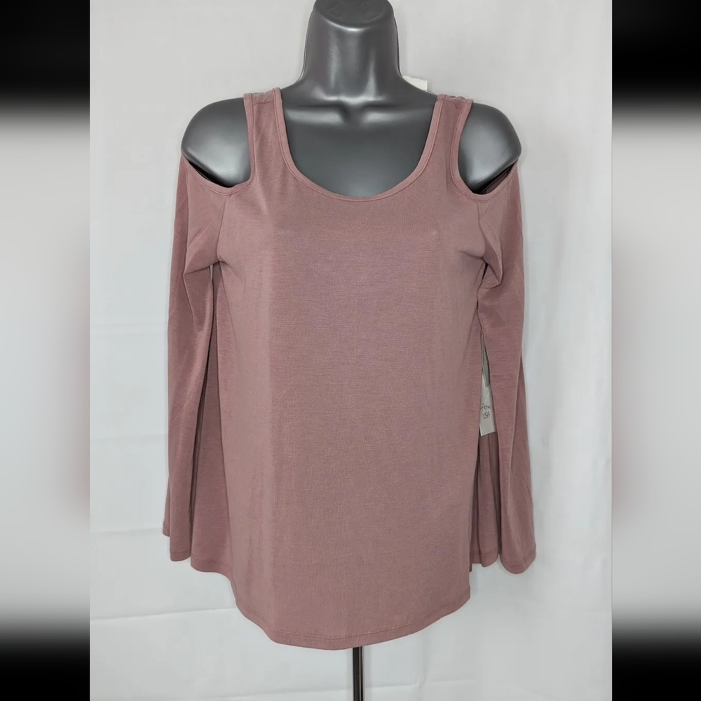 Active USA Modal Pink Open Shoulder Long Sleeve  Shirt Top Womens Medium NWT